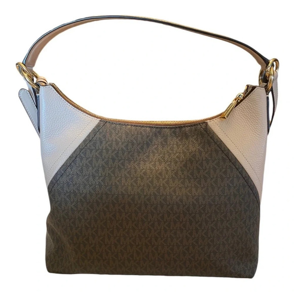 Michael Kors Aria Large Shoulder Hobo MK Signature Brown/soft Pink - Picture 3 of 10